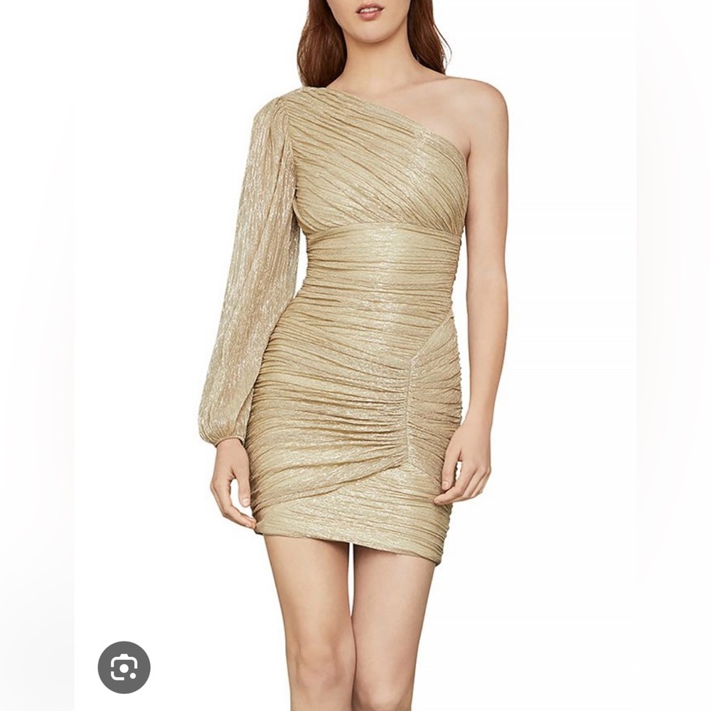 SOLD / BCBGMAXAZRIA Ruched One Shoulder Dress // Large